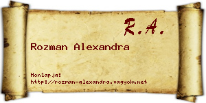Rozman Alexandra névjegykártya